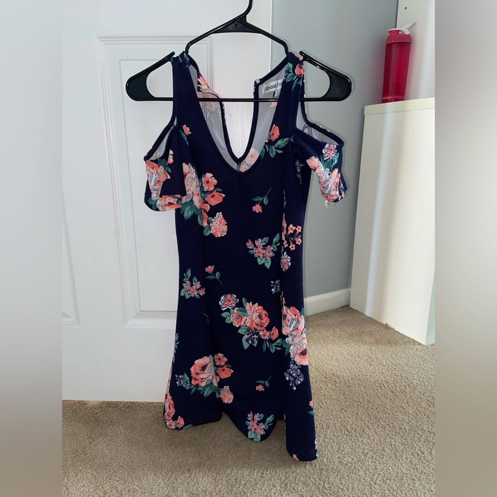 Navy Blue flowy dress with pink flowers